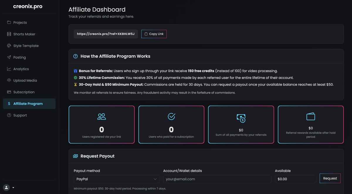 Affiliate Dashboard
